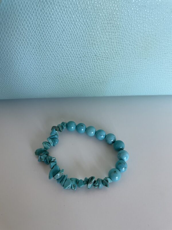 Bracciale turchese perla rotonda e perla irregolare - immagine 2