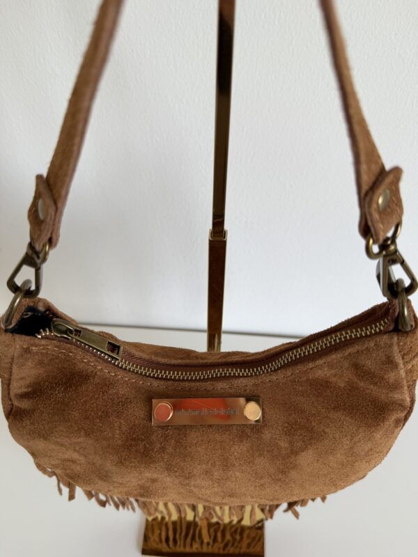Borsa a spalla scamosciata con frange - immagine 2