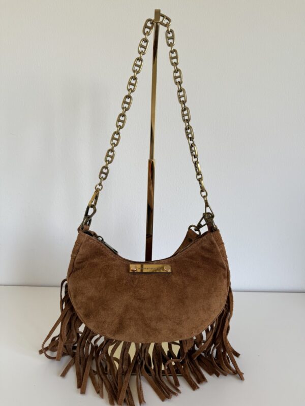 Borsa a spalla scamosciata con frange - immagine 4